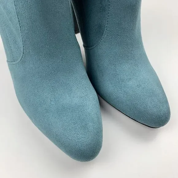 JF JustFab Jesyna Ankle Boots Heeled Blue Faux Suede Women's 8 - Picture 3 of 11